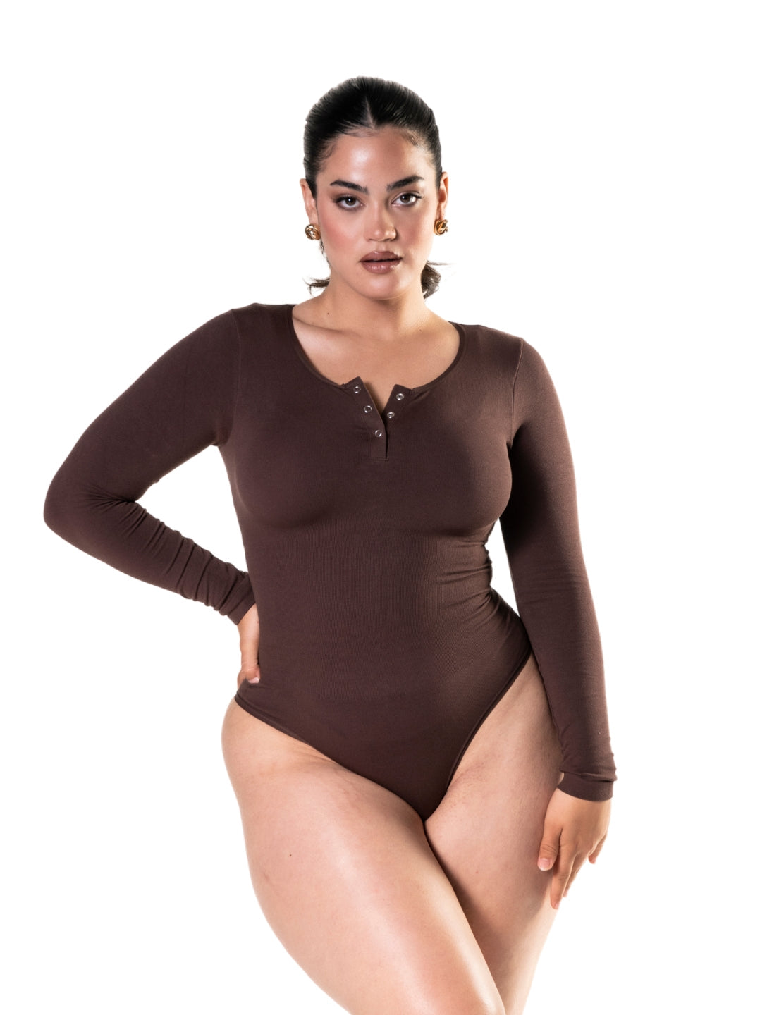 Seamless Long Sleeve Thong Bodysuit