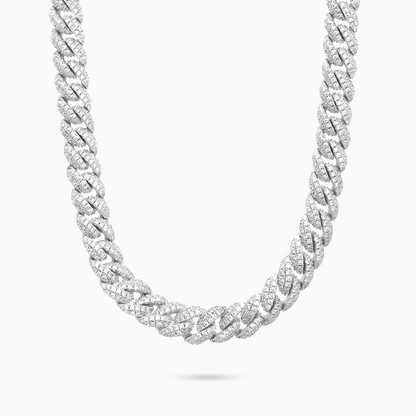 Iced Cuban link chain 10 mm silver