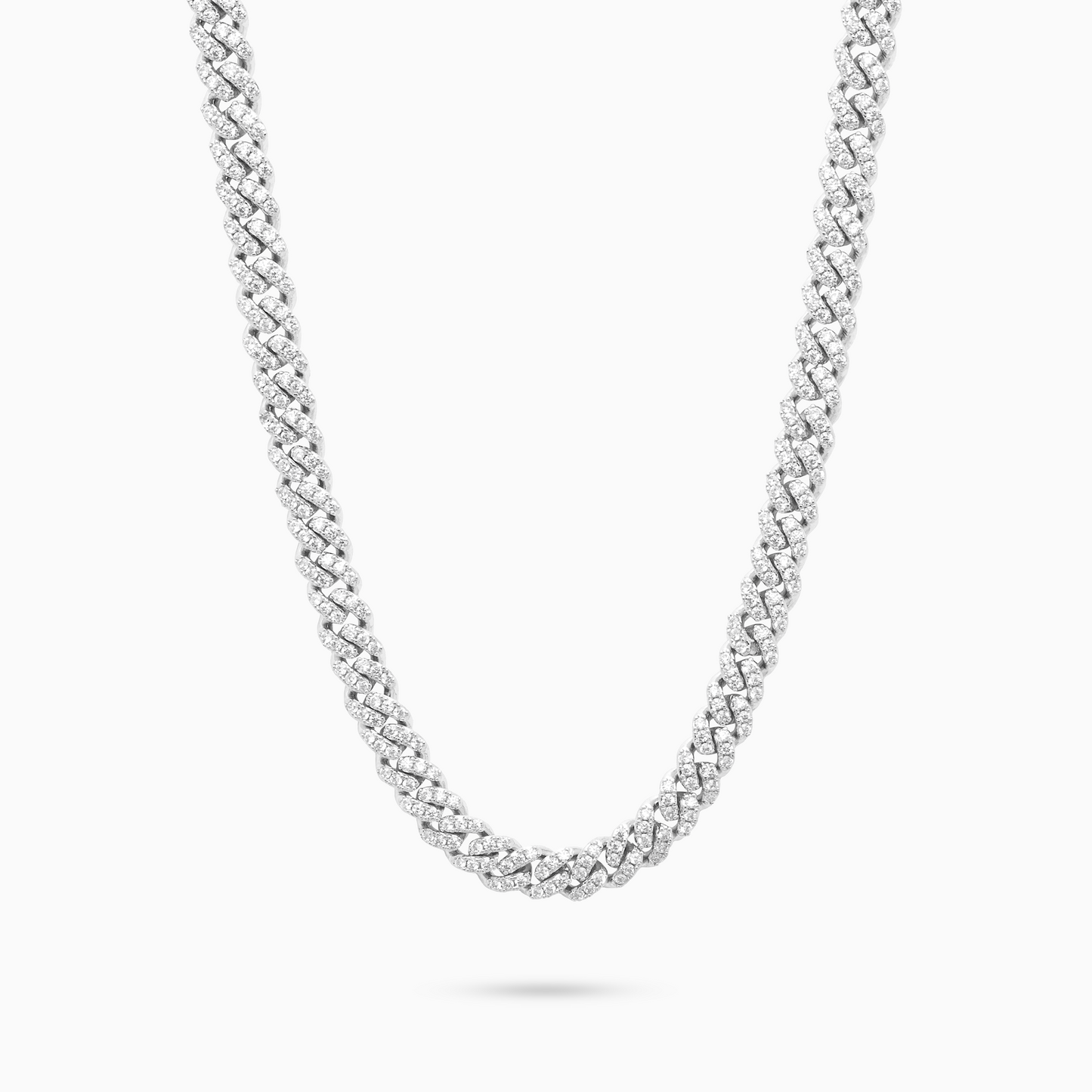 Iced Cuban link chain 5 mm silver