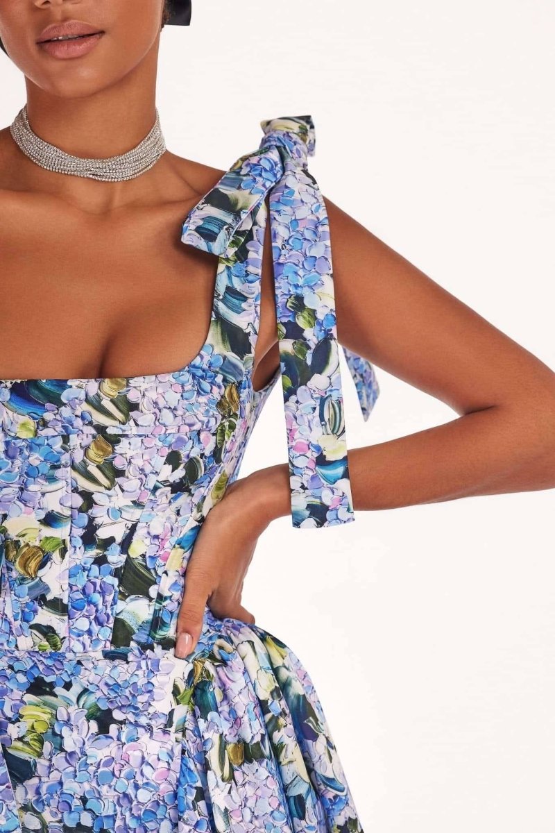 Kacey Hydrangea Maxi-jurk met print en bandjes