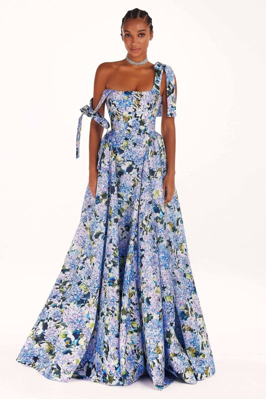 Kacey Hydrangea Maxi-jurk met print en bandjes