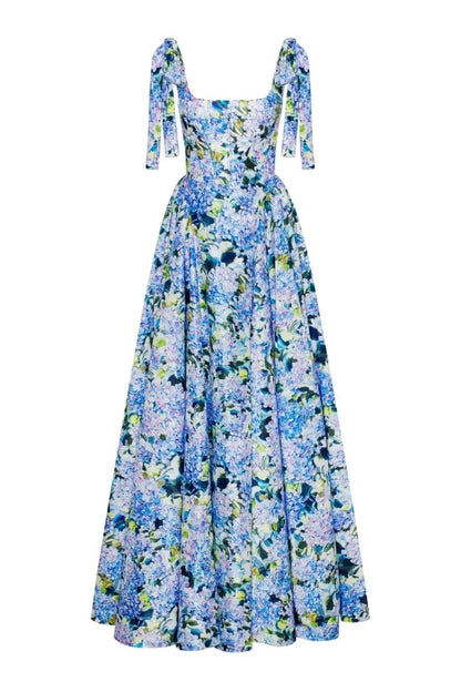 Kacey Hydrangea Maxi-jurk met print en bandjes