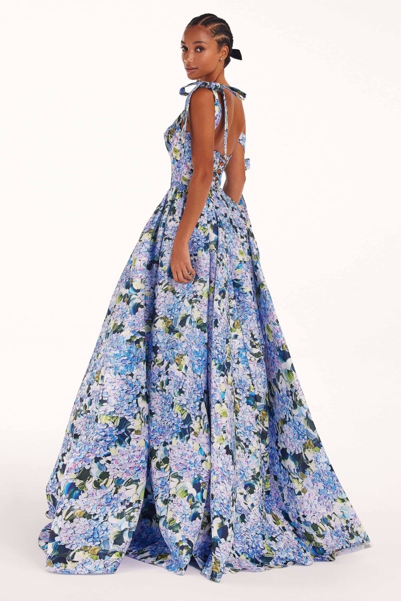 Kacey Hydrangea Maxi-jurk met print en bandjes