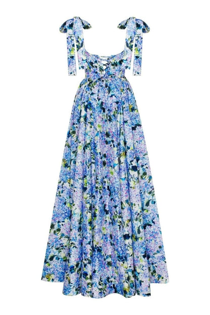 Kacey Hydrangea Maxi-jurk met print en bandjes