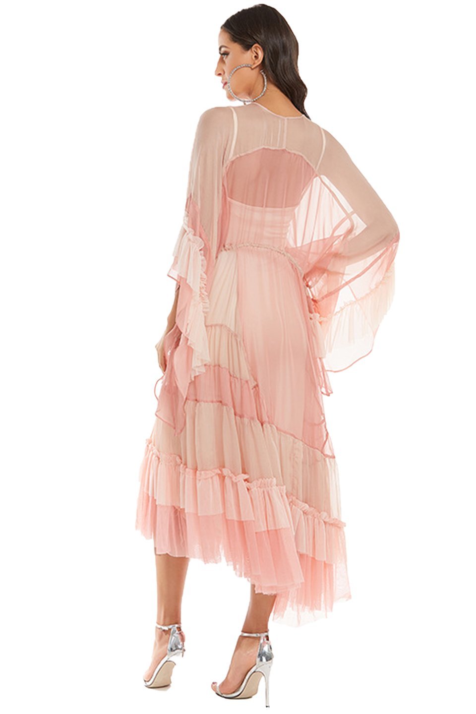 Katie Mesh Gradient Roze Midi Maxi Jurk