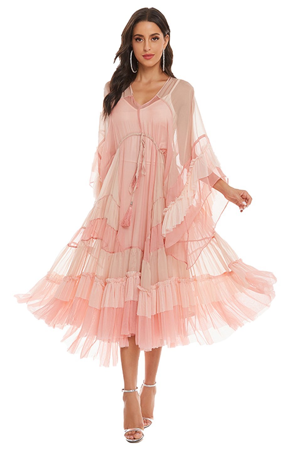 Katie Mesh Gradient Roze Midi Maxi Jurk