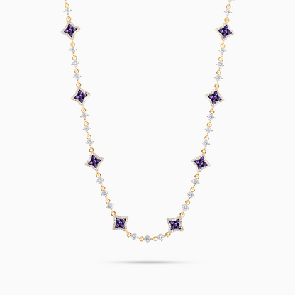 Gold Flower Tennis Chain - Purple Stones