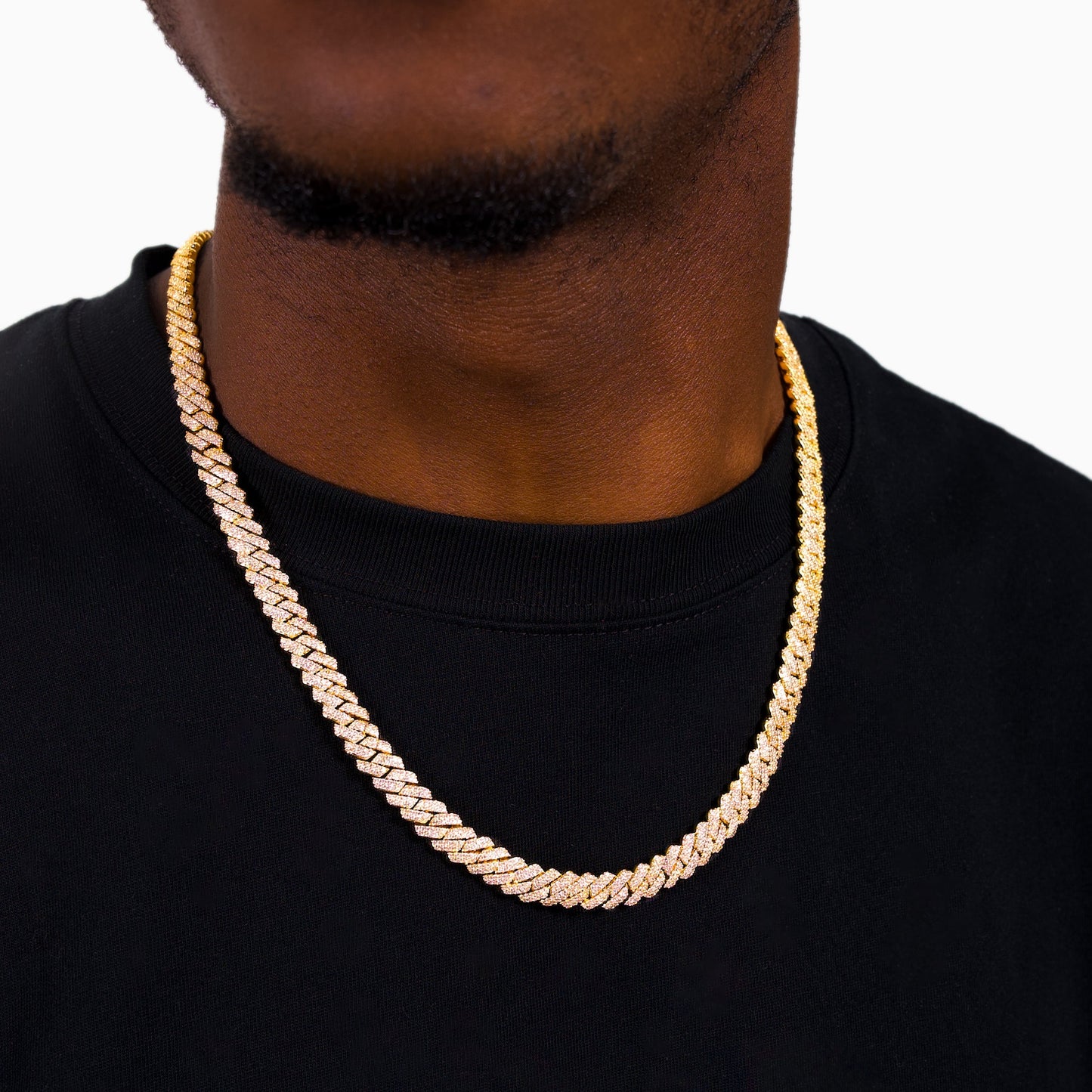 Prong link chain 8 mm gold