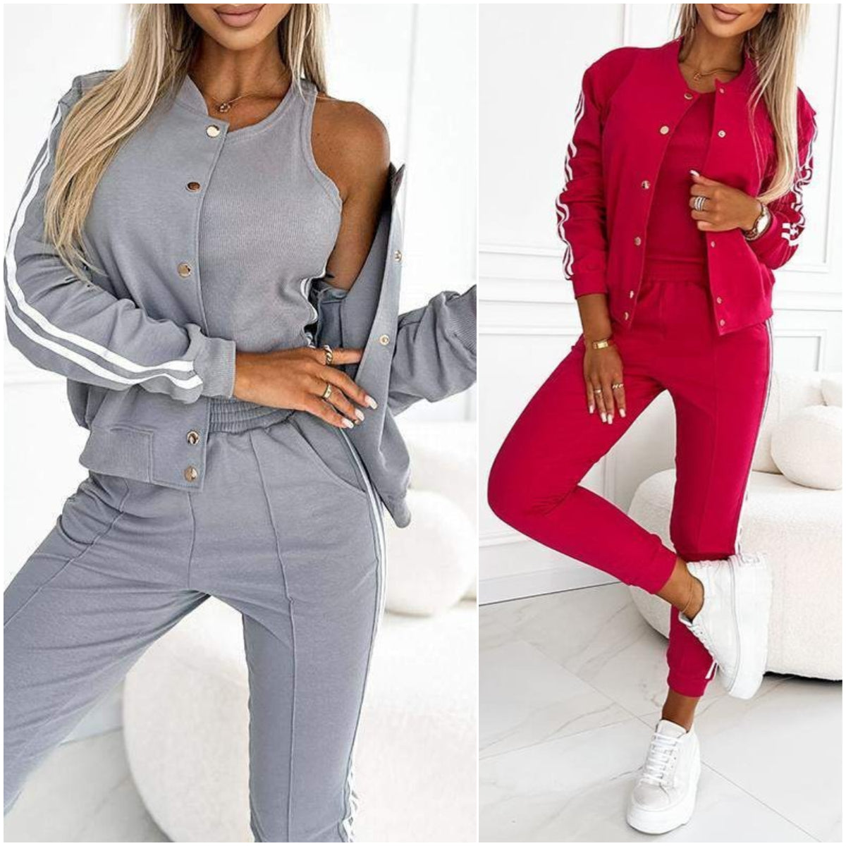 3-PIECE SET WITH BASEBALL JACKET & PANTS – FOR WOMEN