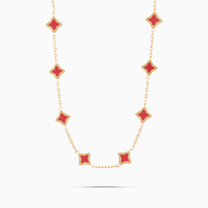 Gold Flower Cable Chain - Red