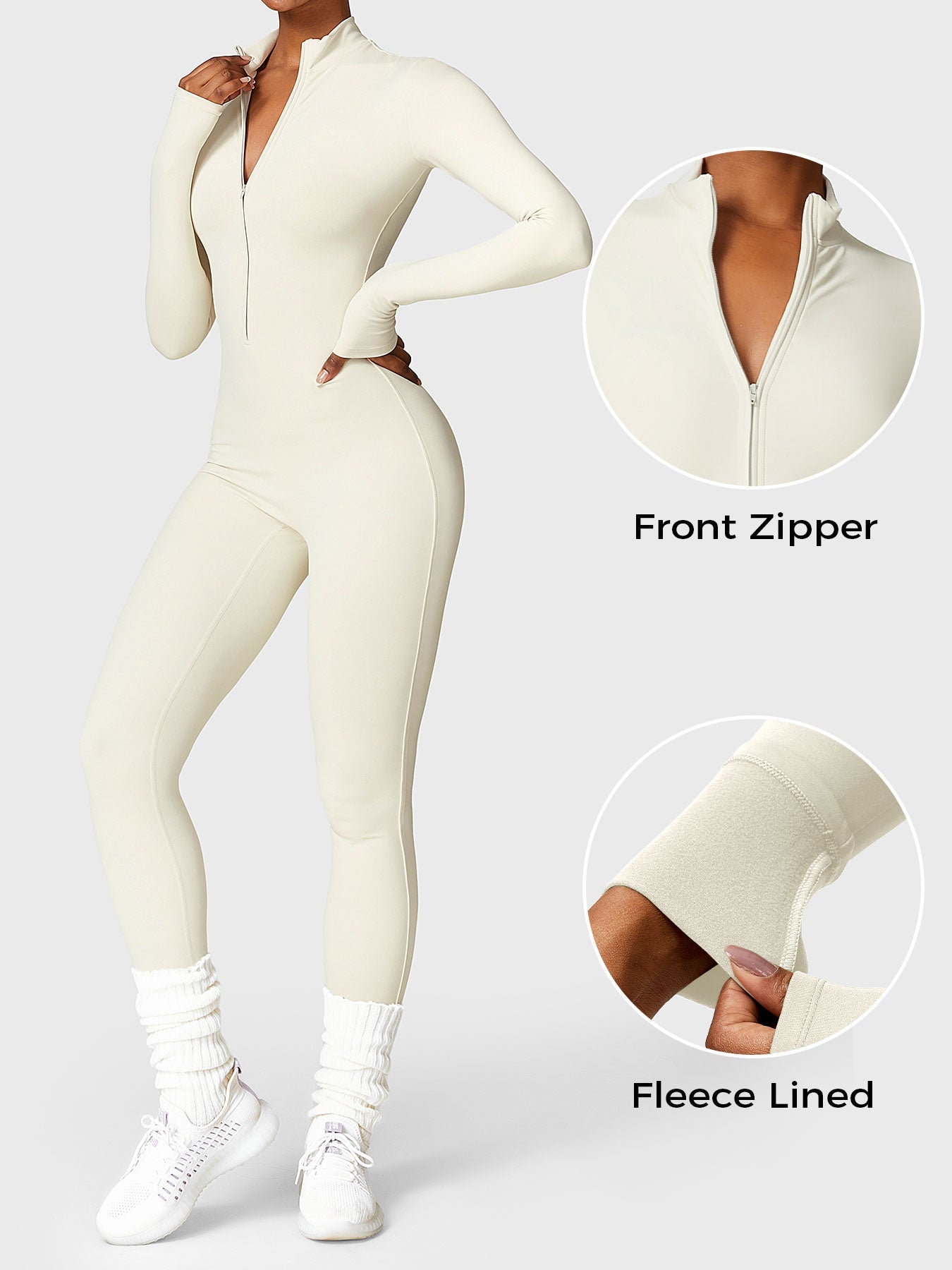 Yeoreo Belle Fleece Long Sleeve Zipper Jumpsuit